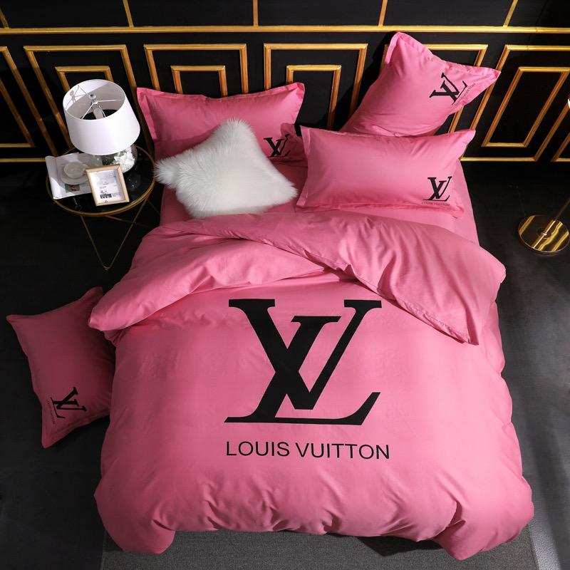 Louis Vuitton Pink Designer Bed Sheets Soft Queen Covers – JadaLuxe