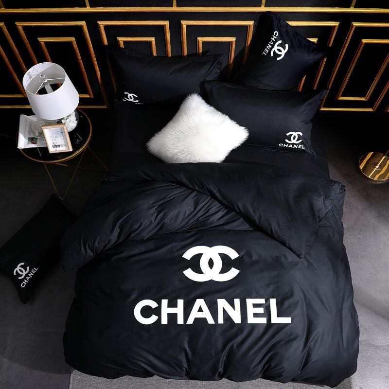Chanel Black Designer Bed Sheets Soft Queen Duvet Covers – JadaLuxe